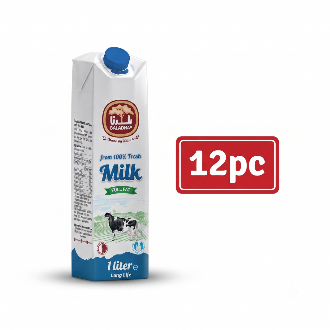 Baladna Full Fat Long Life Milk 12 x 1 Liter