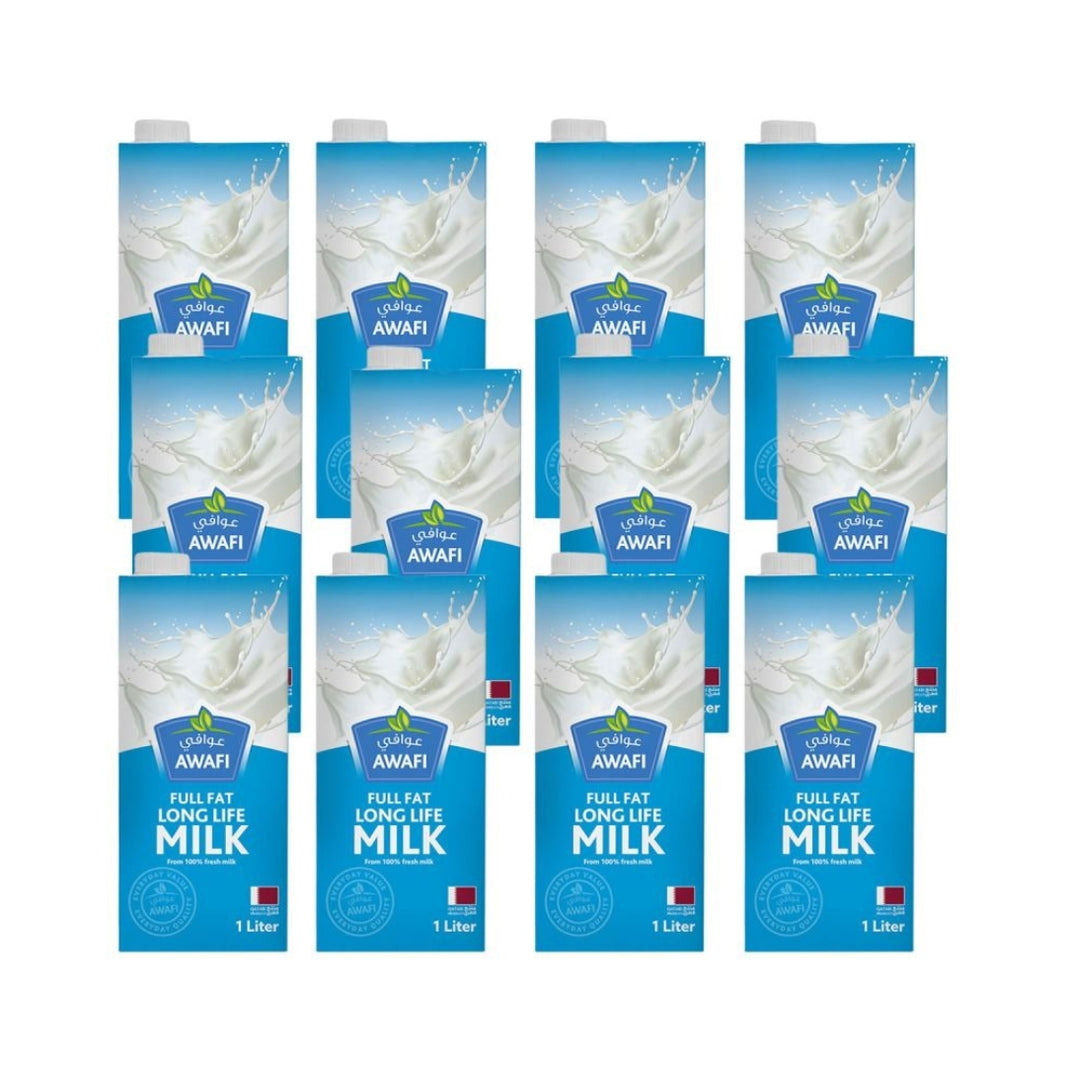 Awafi Long Life Milk Full Fat 12 x 1 Liter
